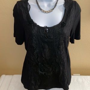 Black Francesca Rose Top